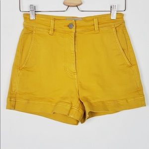 Everlane Twill High Rise Shorts Yellow Size 2